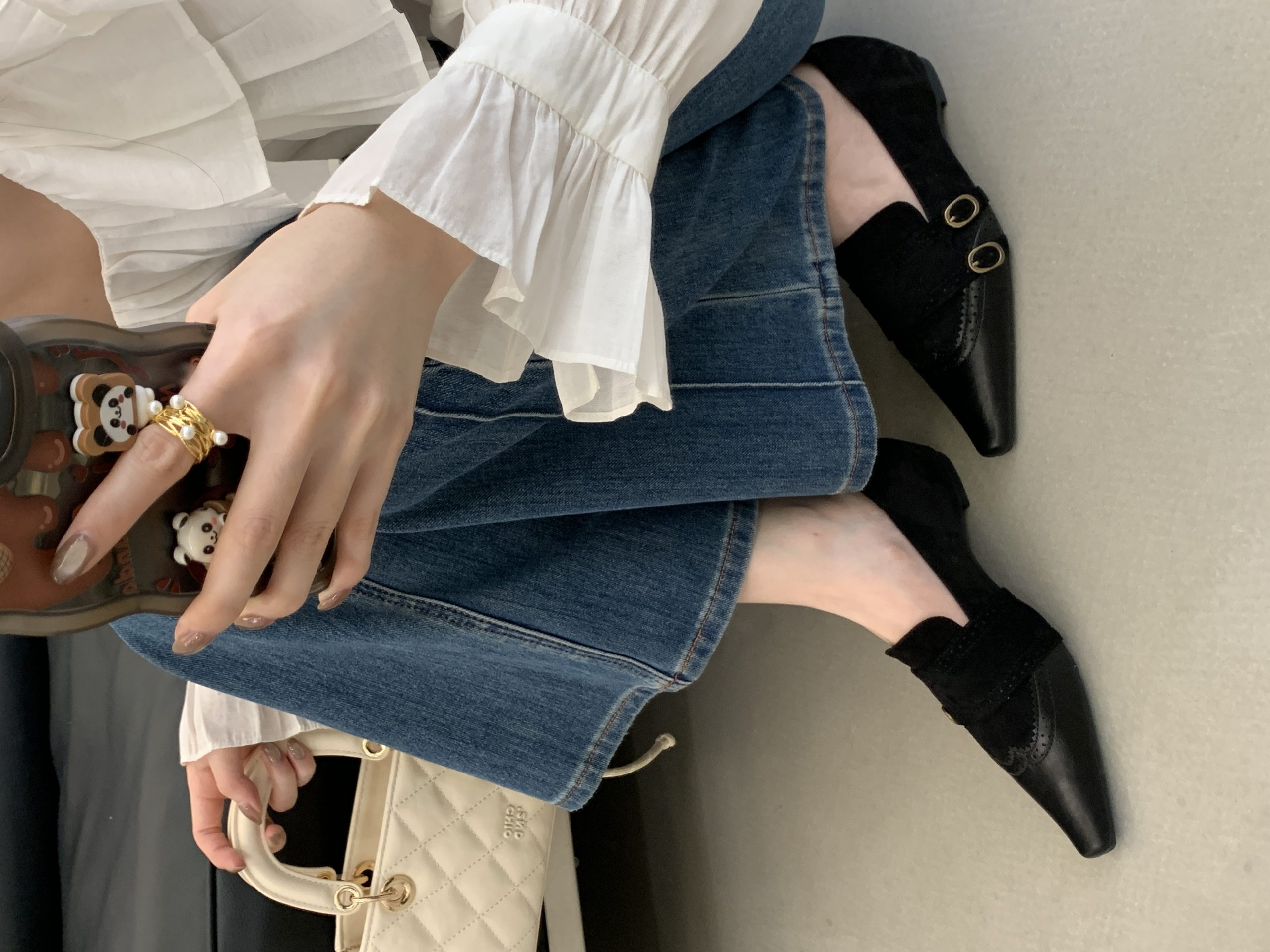 2026 New Spring Korean Square Toe Inner Height Increase Shallow Mouth Single Shoe Metal Buckle Commuter British Style Women's Leather Shoes