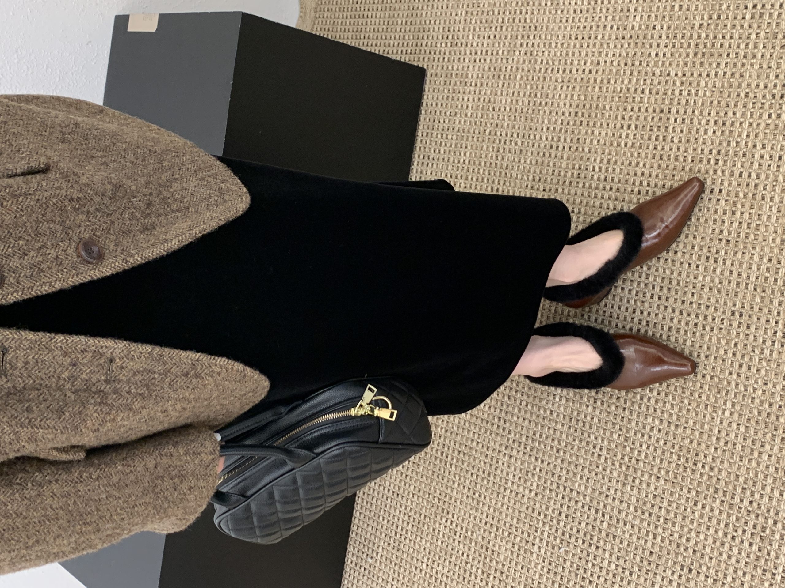 2025 New Winter Furry Shoes Fashion Comfort Inner Height Increase Pointed Toe Warm Korean Commute Women's Shoes